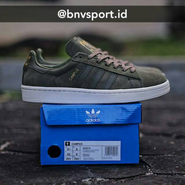 Sepatu Pria Casual Adidas Campus Green White
