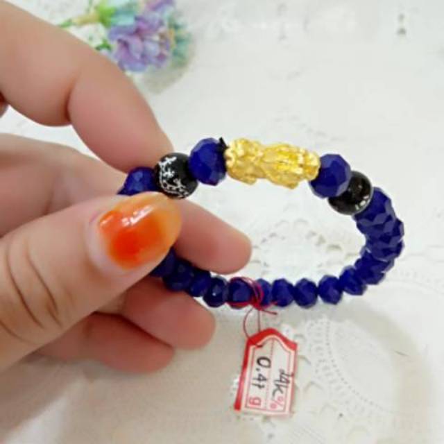 gelang pixiu krystal ceko charm jilin naga variasi emas hongkong 24k 999 original kado unik pasangan
