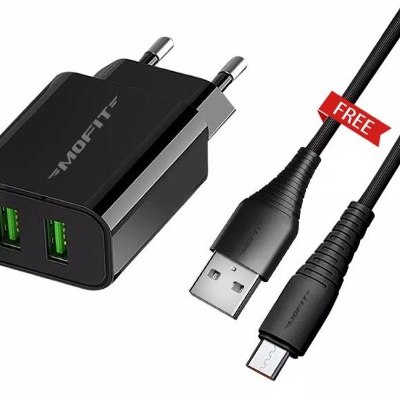 charger mofit mf20 2.4A fast charging bonus kabel data micro usb - Kabel Micro USB