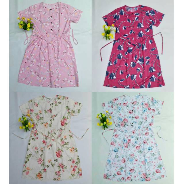 DASTER PENDEK WANITA DEWASA BUSUI FRIENDLY BAHAN KATUN JEPANG ADEM PREMIUM HOME DRESS MOTIF BUNGA MU