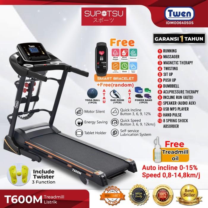 Sppedo Twen Treadmill T600M / Alat Fitness Elektrik Multifunction Murah Black