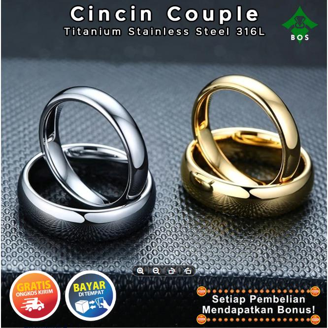 [Bayar Di Tempat] Cincin Couple Pria Wanita Titanium Tunangan Pasangan Korea Asli Terbaru 2021 Emas Silver Nikah Anti Karat Selamanya