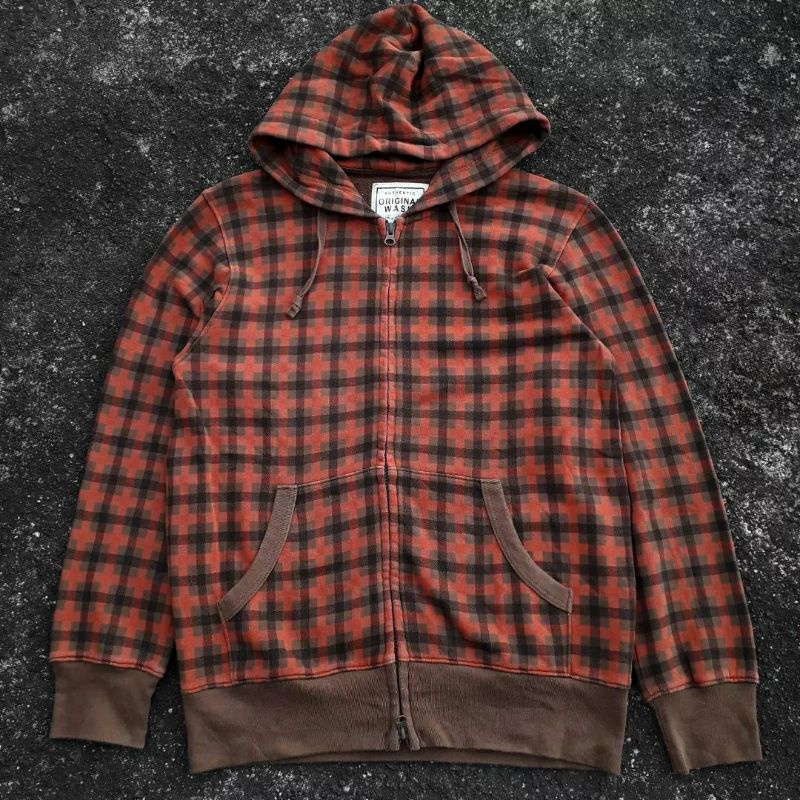 zip hoodie uniqlo tartan