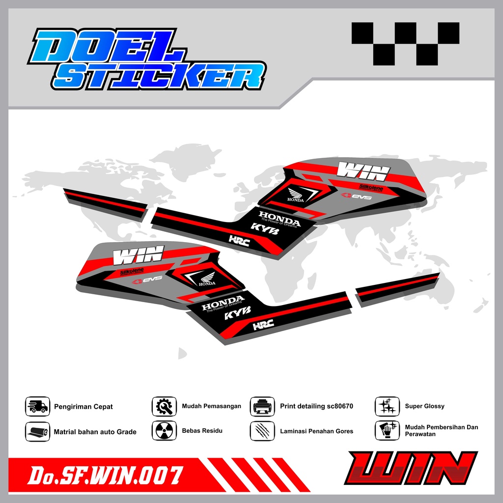 STICKER STRIPING WIN 100 - STICKER STRIPING LIST VARIASI HOLOGRAM , CROME WIN 100 DOEL 007