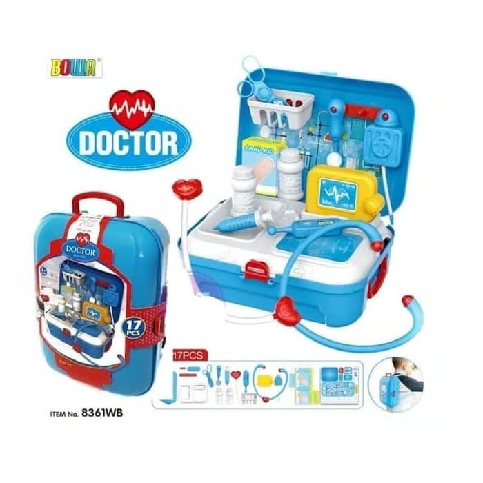 Mainan Edukasi Anak Dokter Backpack isi 17 pcs - Doctor Backpack playset - Mainan Peran Anak