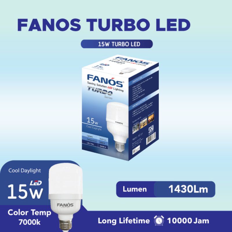 Lampu Led Fanos Turbo 15w 15 Watt Garansi 1 Tahun Cahaya Putih Super Terang
