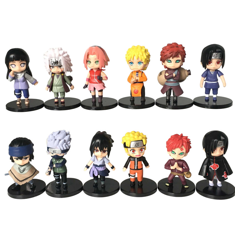 6pcs 12pcs/set Anime Naruto Action Figure Naruto Kakashi Minato Sasuke Model Lebah Mainan PVC