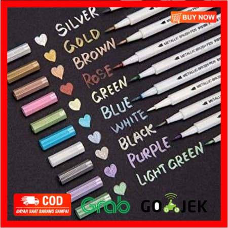 

(BISA COD) Metalic Calligraphy Brush Pen (10pcs) - NO BOX