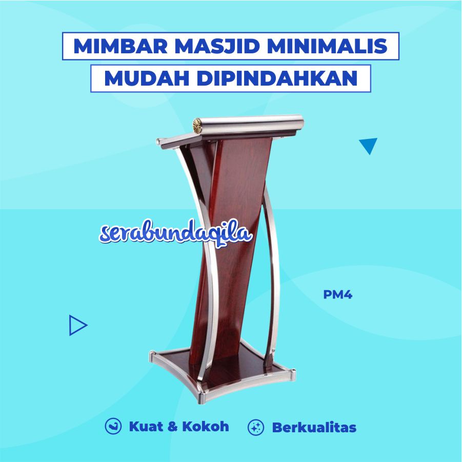 Mimbar Minimalis PM4, Mimbar Stainless HPL, Podium Masjid