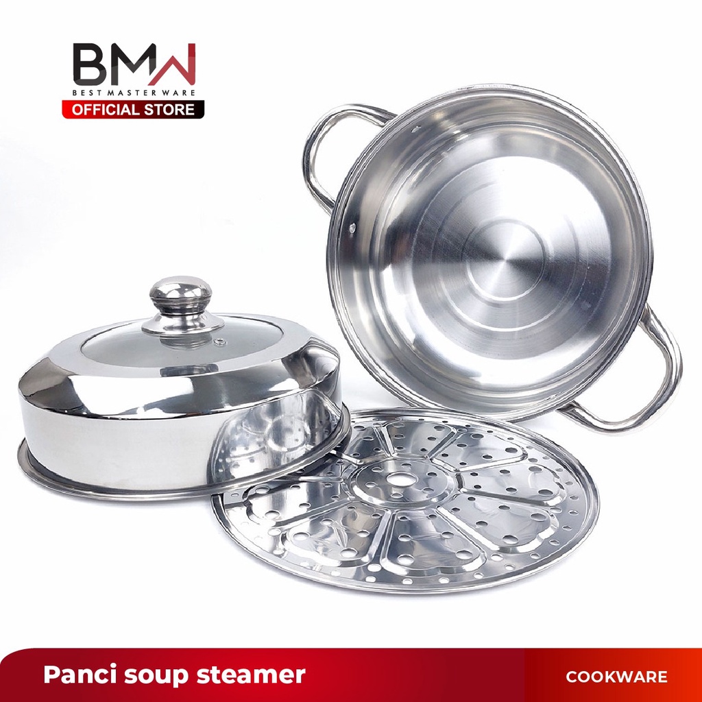 Panci Soup Steamer Kukus 2 Susun Dandang Siomay Stainless Premium