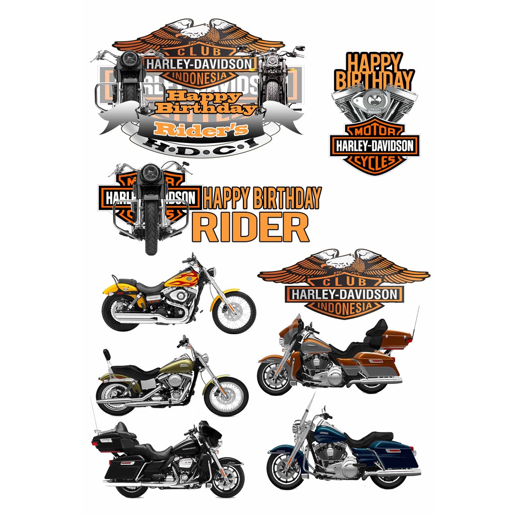 Topper Cake Dan Banner Custom Harley Davidson Shopee Indonesia