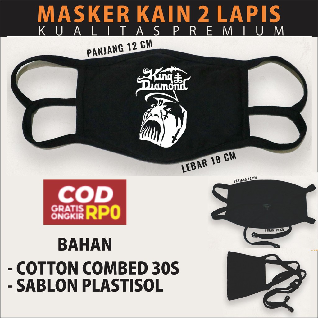 MASKER KAIN 2 LAPIS, MASKER BAND KING DIAMOND