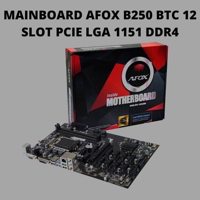 Motherboard Mining 12 Vga B250 Btc 12 Pci-E Lga 1151 / Paket Fullset