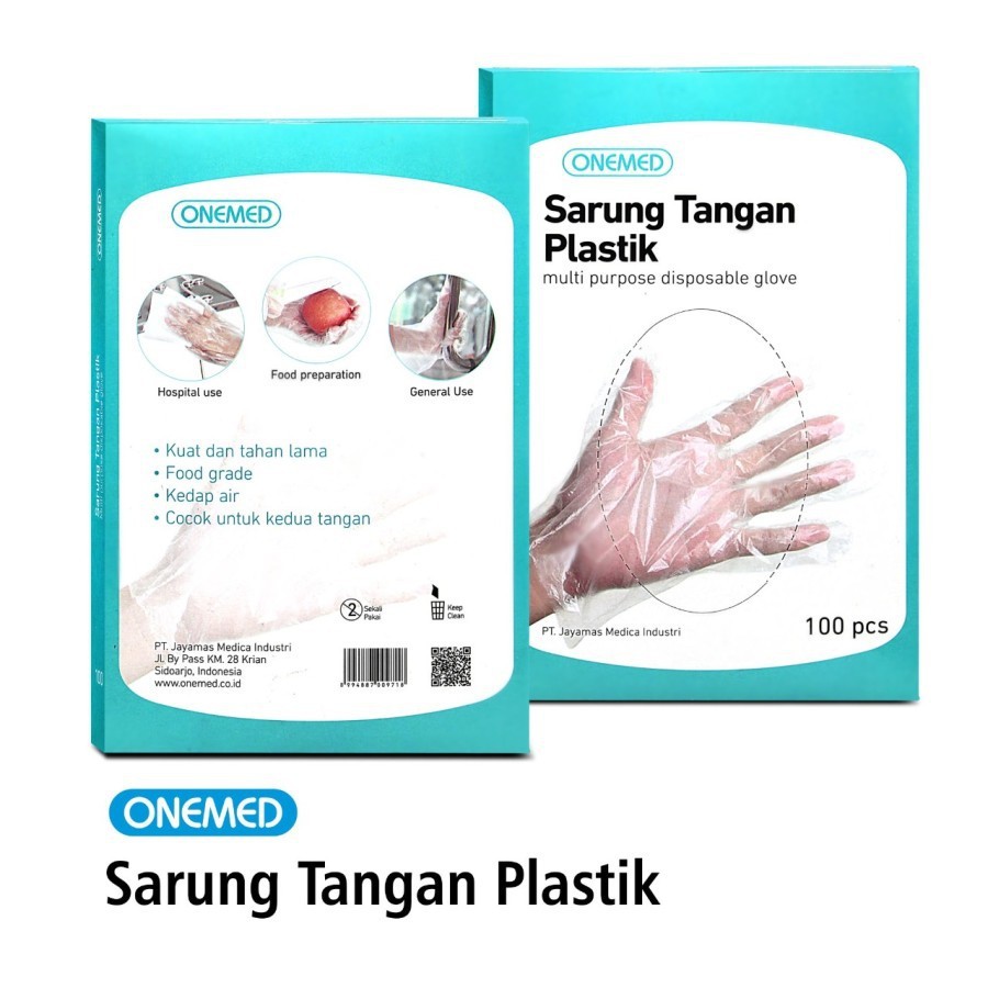 Onemed | Sarung Tangan Plastik Onemed Box Isi 100's