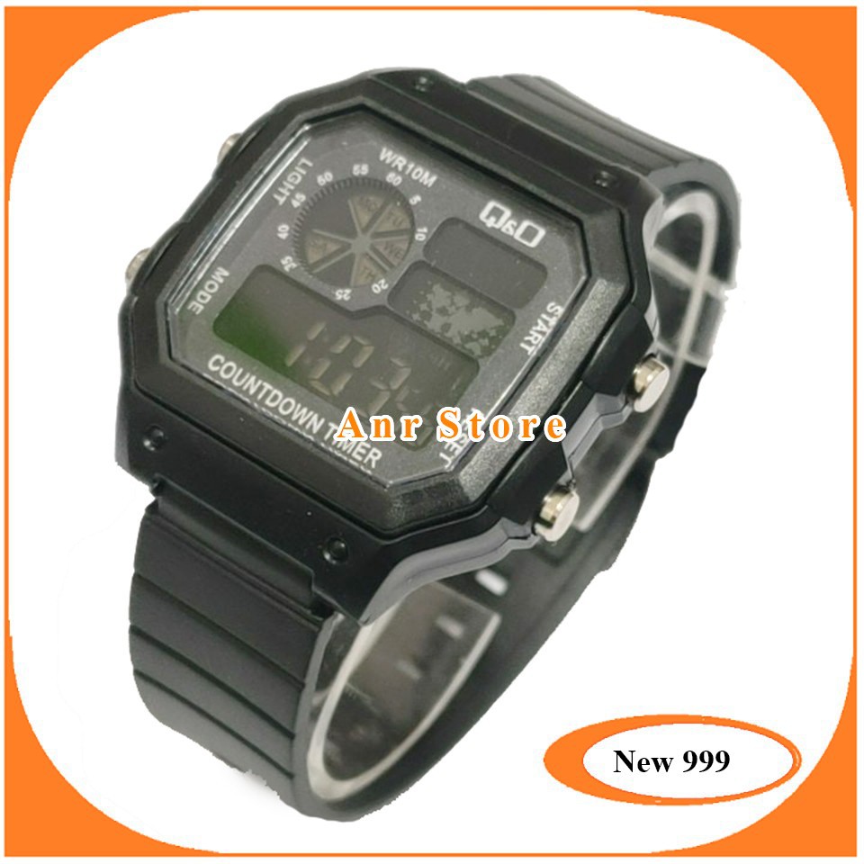 Jam Tangan Q&amp;Q Pria Digital Terbaru Full Black