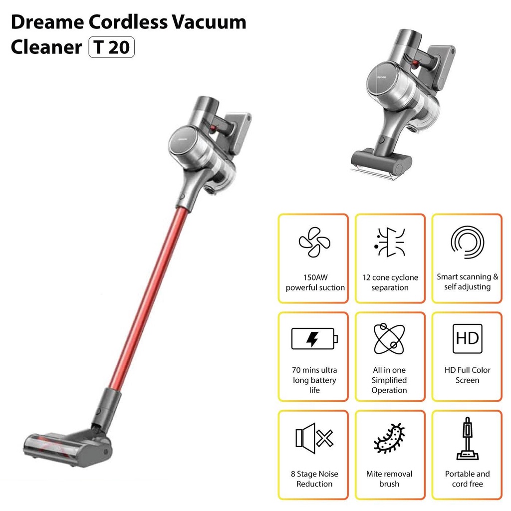 DREAME T20 - Handheld Cordless Rechargeable Vacuum Cleaner 25000Pa - Penyedot Debu Otomatis