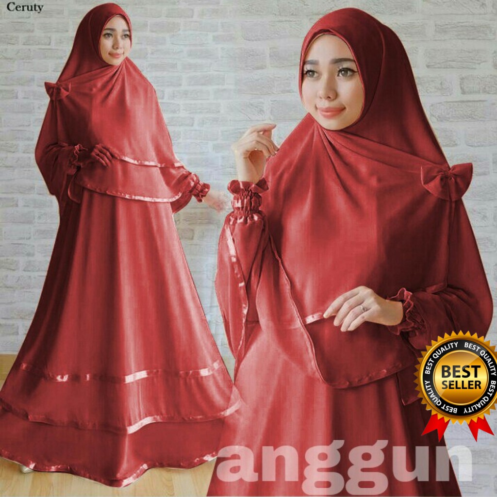 Gamis set hijab Anggun Gamis syari polos