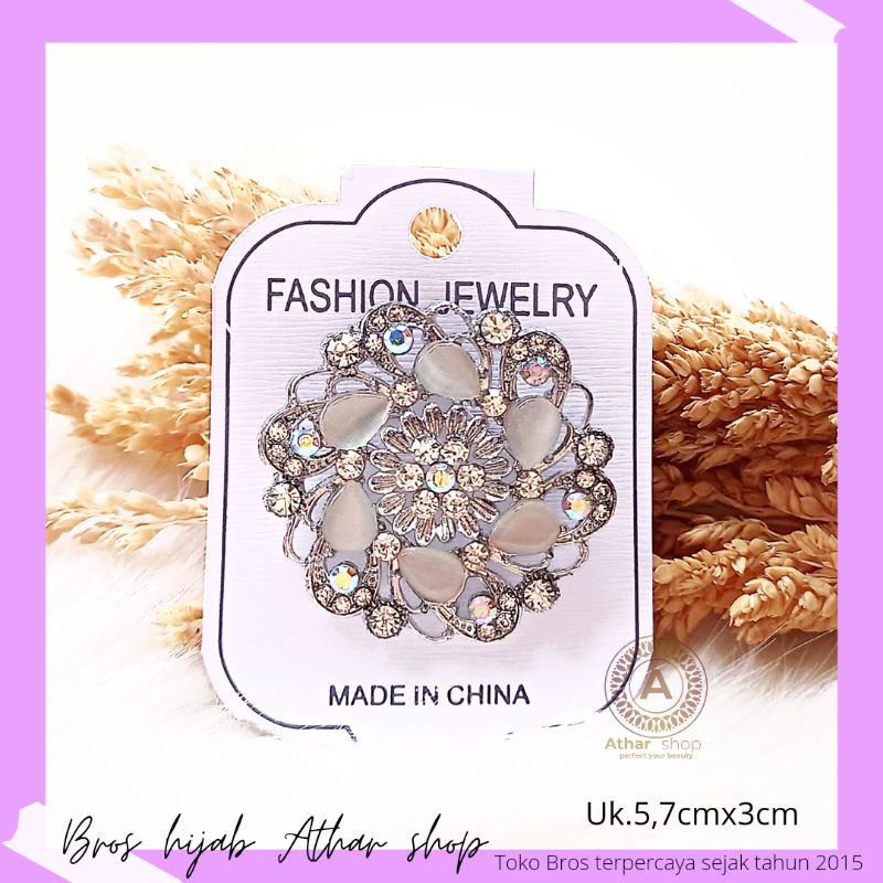 Athar shop COD Bros mutiara kristal fashion korea aksesoris fashion pin bros tuspin-Ardila silver