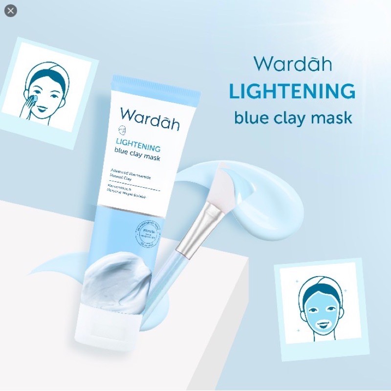 `ღ´ PHINKL `ღ´ ᘺᗩᖇᕲᗩᕼ Wardah lightening blue clay mask pencerah wajah skincare halal