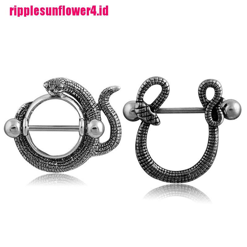 14g Anting Tindik Puting Bentuk Ular Bahan Stainless Steel