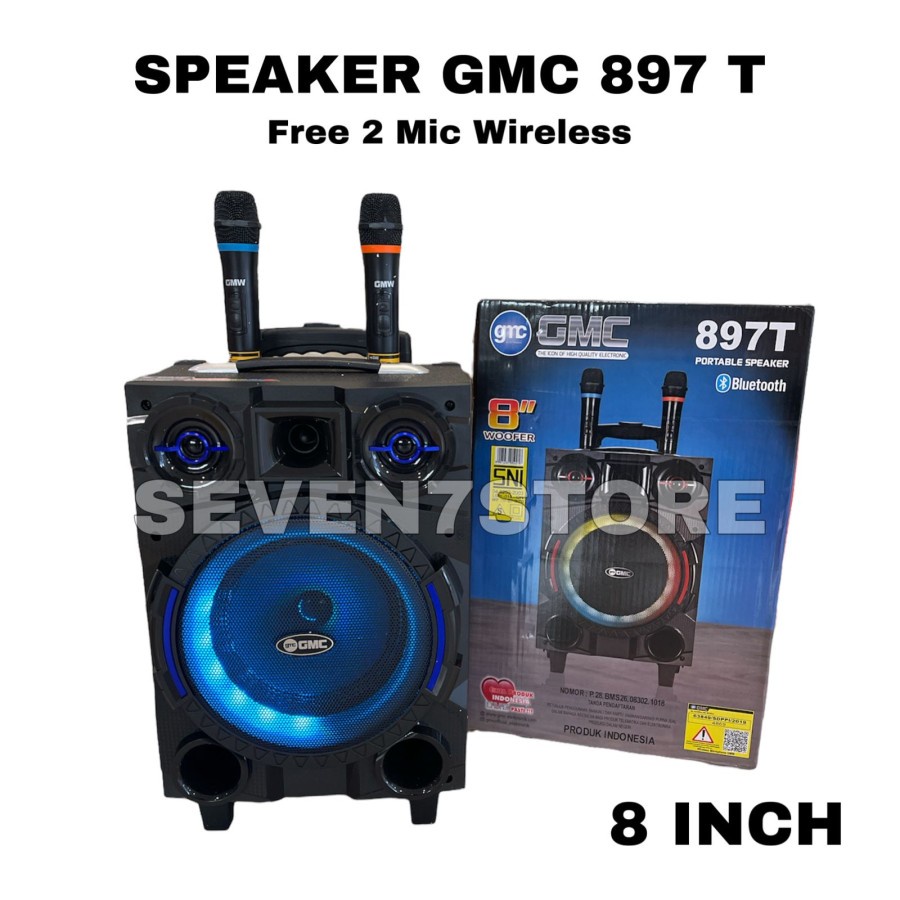 Speaker Portable Bluetooth GMC 897T bonus 2 mic Wireles