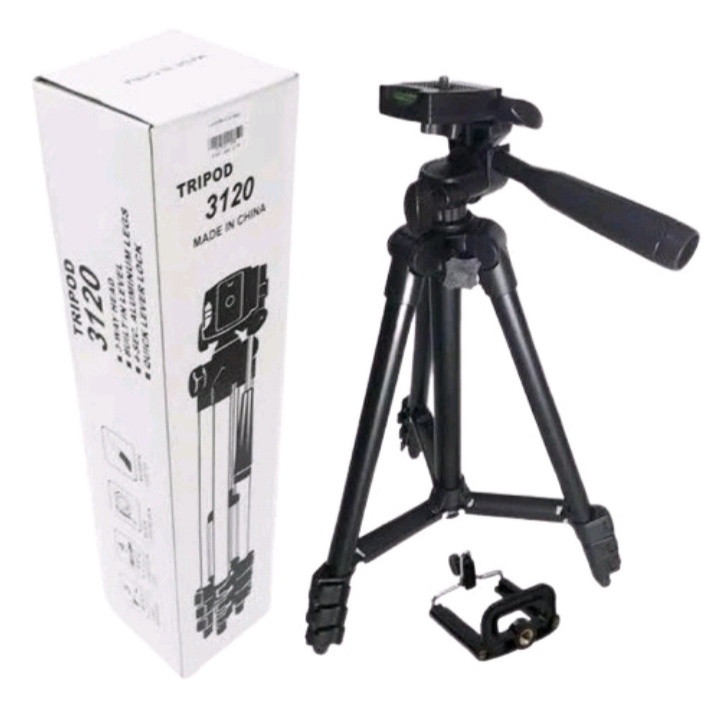 Tripod 3120 Black Tripod HP dan Kamera Universal 1M+ Free Holder U Kaki Stabilizer 1 Meter - Berkualitas