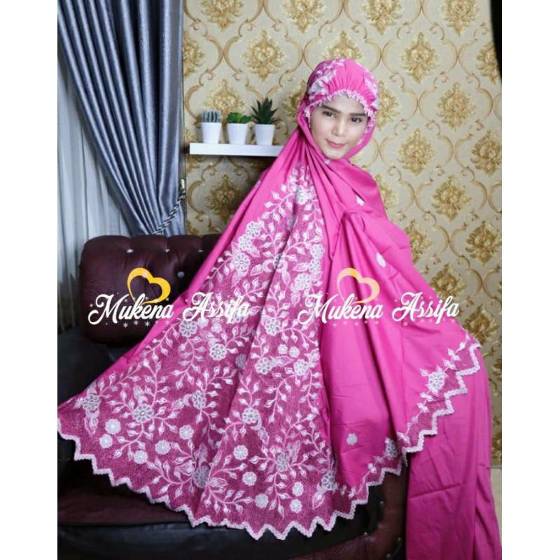 mukena bordir bukittinggi  bordir punggung pink fanta