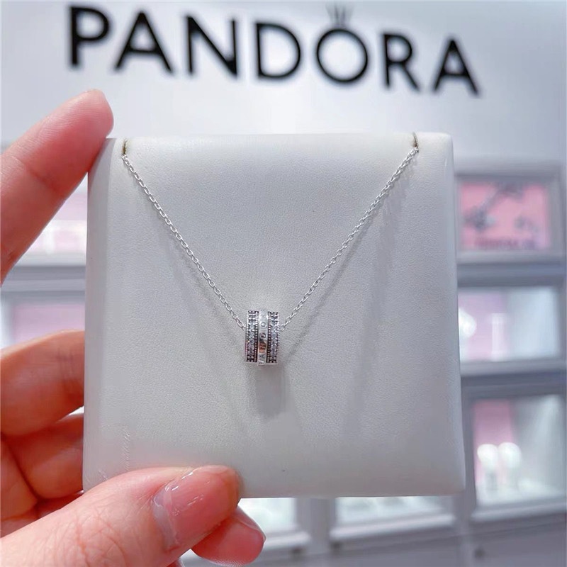 Pandora Kalung 925 Silver Cubic Zirconia Dengan Liontin Berlian Untuk Wanita