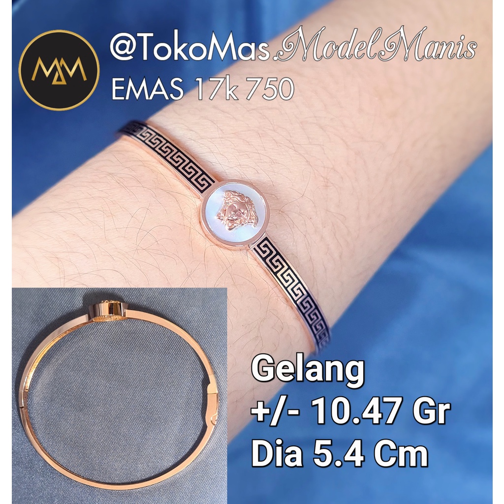 Gelang Bangle Plat Versace New model emas rosegold 750 kadar 17k