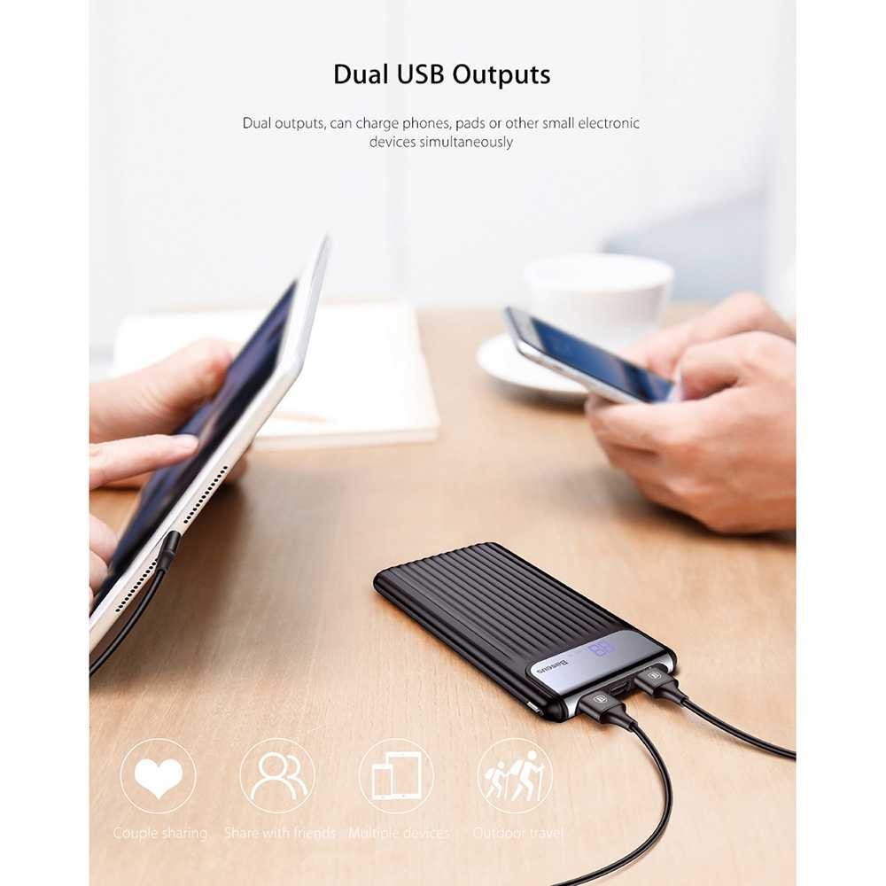 Baseus Power Bank 3 Port QC 3.0 USB Type C Input 10000mAh - PPYZ-C01