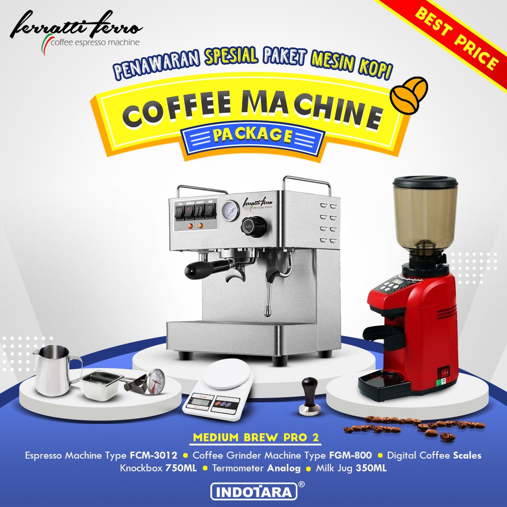 Paket mesin kopi Espresso Medium Brew Pro 1 - 2 - 3