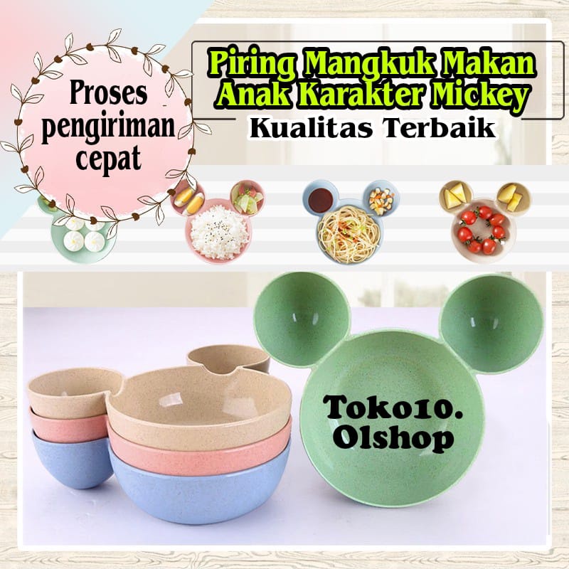 Piring mangkok makan anak motif mickey minie