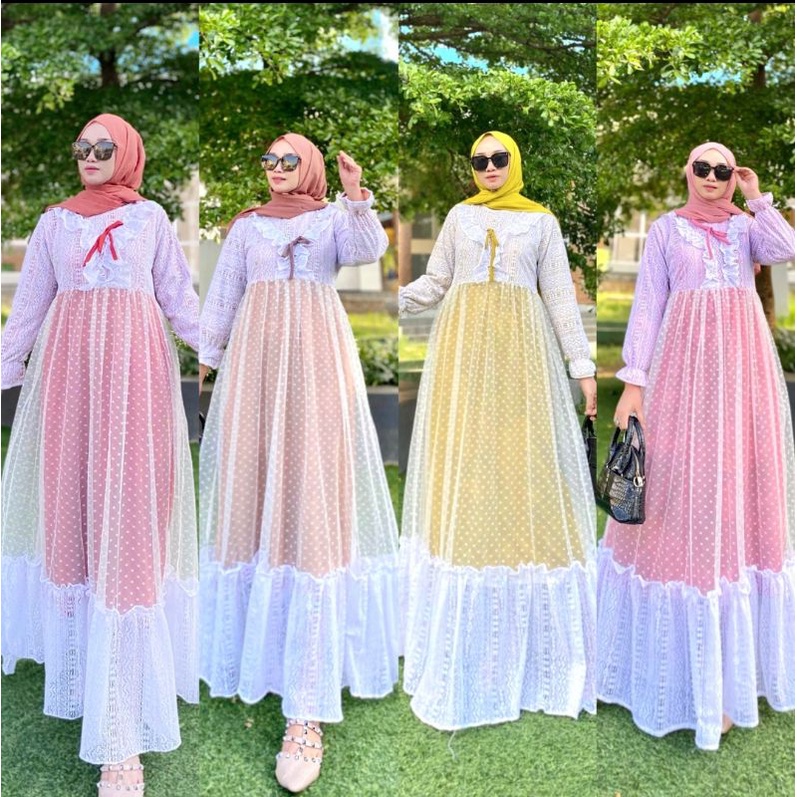 YDDC - HALWA DRESS BROKAT LACE BY ELZISHA LABEL | GAMIS PESTA TILE
