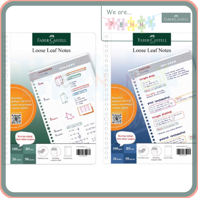 

Faber Castell Loose Leaf / Kertas Binder B5 50lembar NEW dengan Technology Terbaru 100% Original