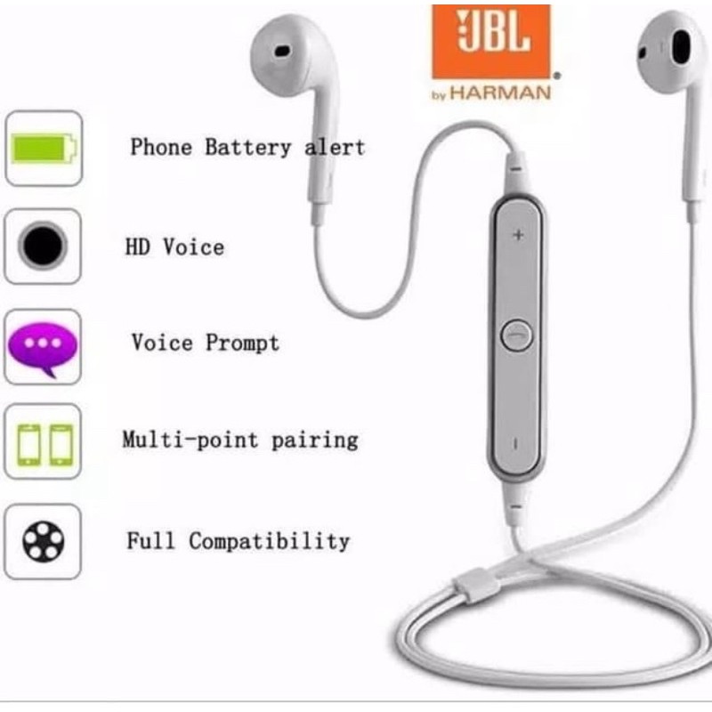 Baru  Headset Bluetooth Sport S6 / JBL Hf BT Earphone Wireless Audio Music