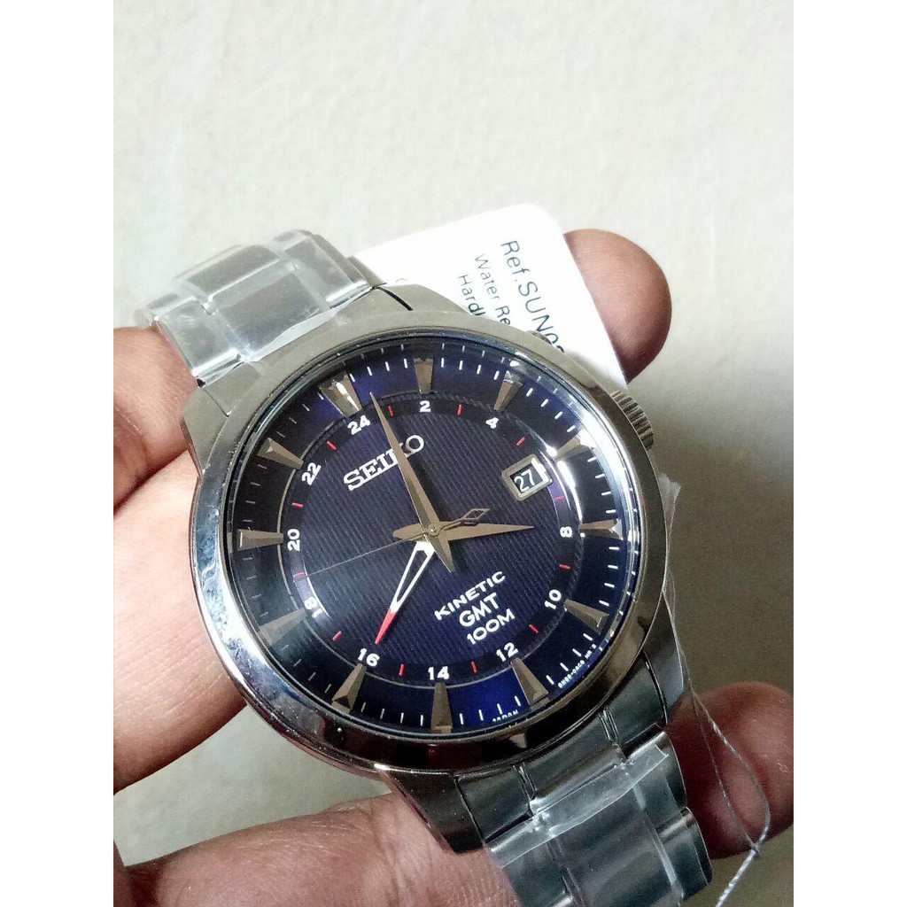 Seiko SUN031P1 Kinetic GMT Blue Dial - Jam Tangan Pria SUN031