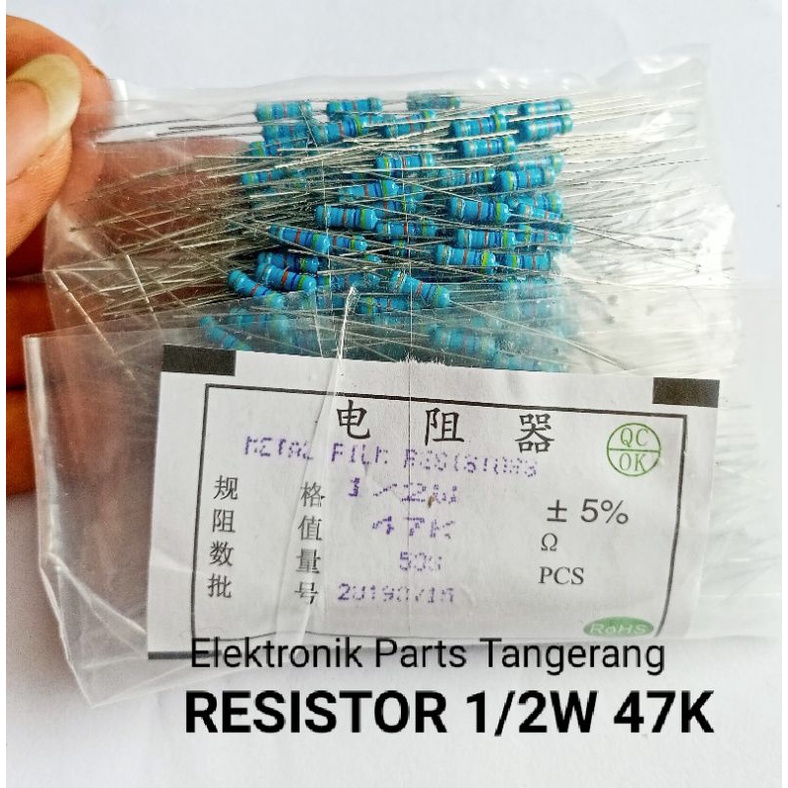(10 Buah) RESISTOR 1/2W 47K OHM RESISTOR 1/2WATT 47K OHM RESISTOR 1/2 WATT 47K RESISTOR 1/2 W 47K OH