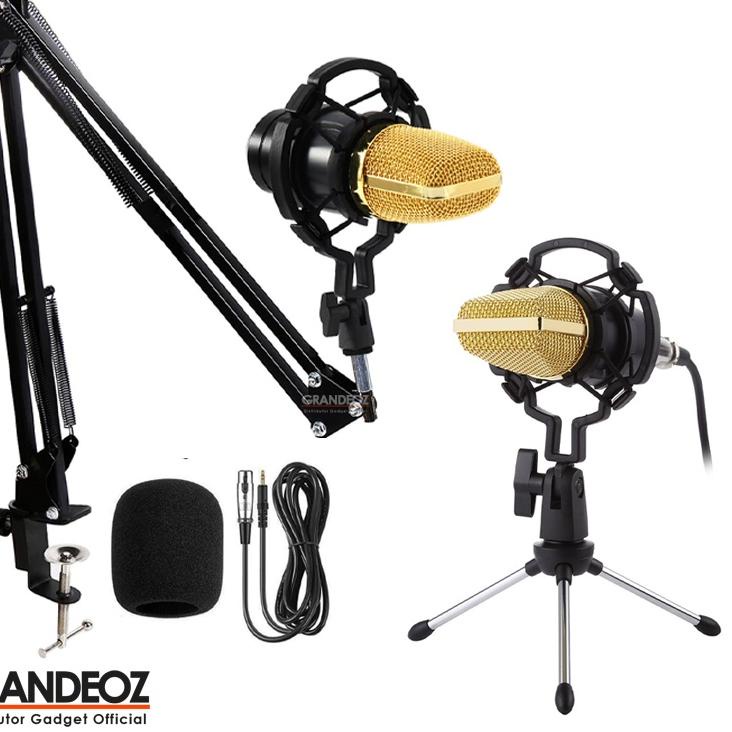 ◙ TaffSTUDIO BM 700 Mikrofon 3.5mm Kondenser Studio dengan Shock Proof USB Mount BM700 Mic BM-700 Co