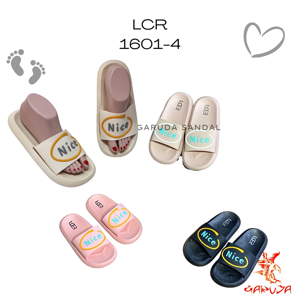 Sandal Selop Wanita LCR 1601-4 Jelly Karet PCU Import motif NICE emboss