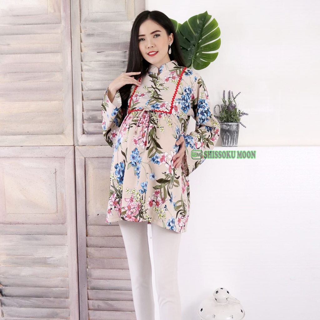 Baju Atasan Hamil Menyusui Motif Bunga Kekinian - Lalisa