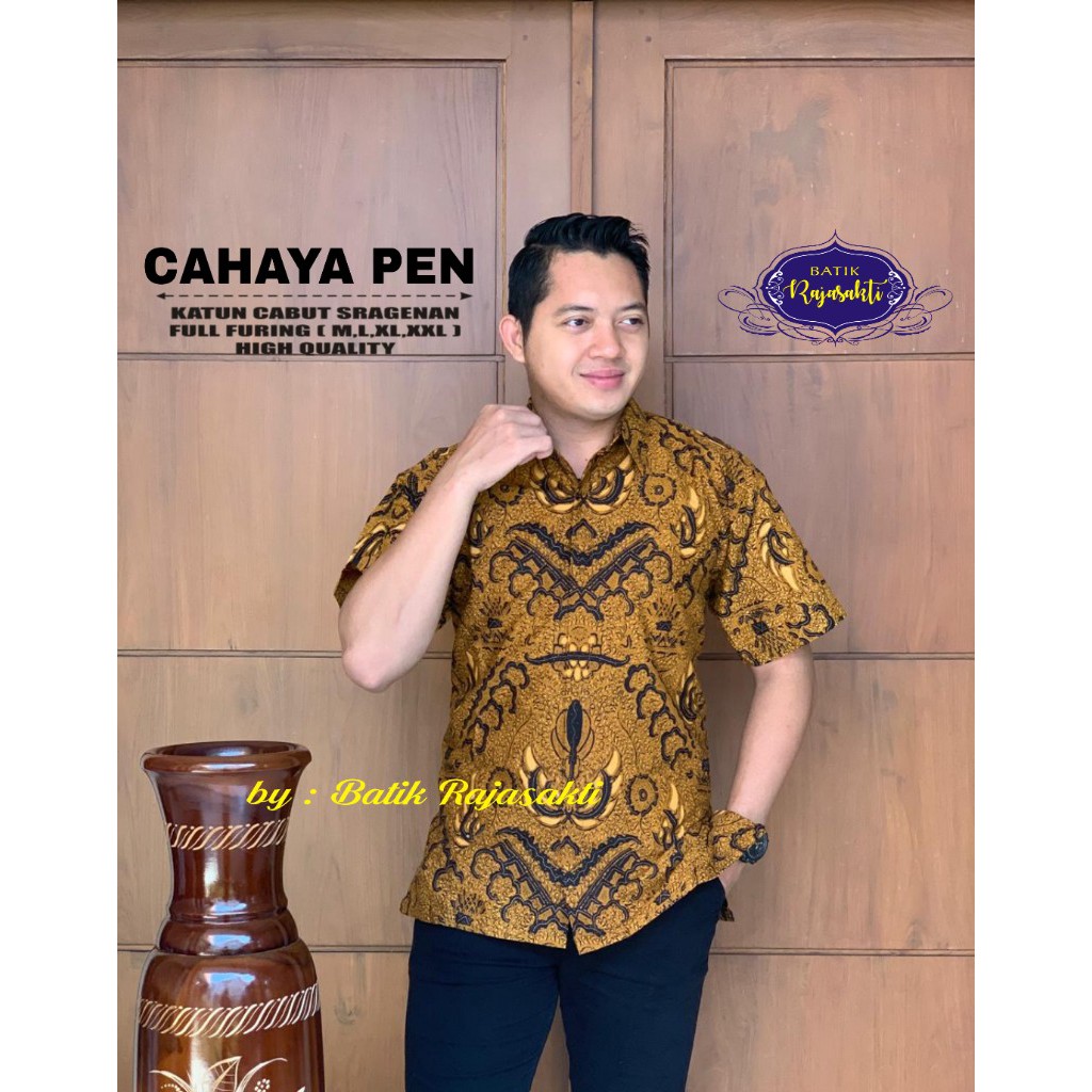 CAHAYA 2 Baju Kemeja Batik Pria Lengan Pendek PREMIUM  FULL FURING Rajasakti SOLO-1