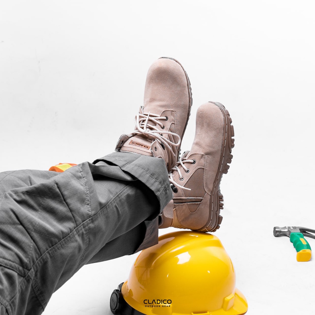CLADICO Sepatu Safety Boots Pendek Arka Original Low Cut Dengan Zipper Resleting dan Tali  Sefty Shoes Kerja Lapangan Proyek Outdoor Berkendara