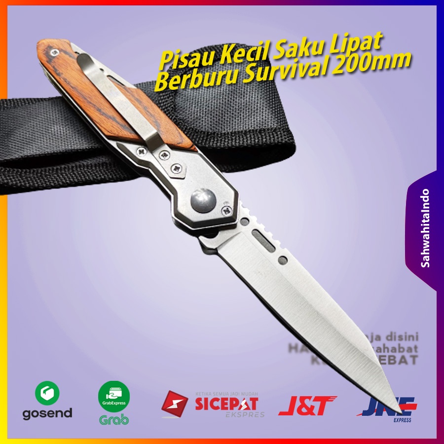 Pisau Kecil Saku Lipat Berburu Survival 200mm Climbing Panjat Tebing Kemping Kemah Hiking Alat Outdo