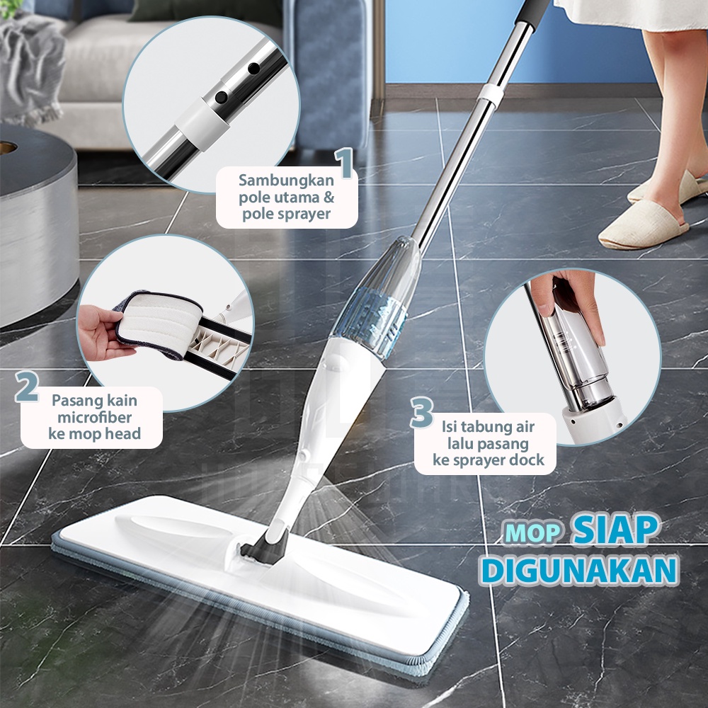 HUGO Alat Pel Lantai Ultra Mop Sprayze Pel Lantai Semprot Otomatis Spray Mop White