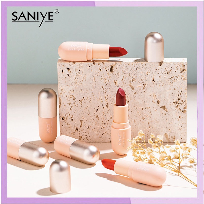 SANIYE Capsule Lipstick Velvet Lipstik Matte Waterproof Berfungsi Membuat Bibir Merah Merona SA018