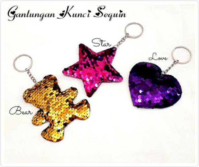 Gantungan kunci sequin glitter