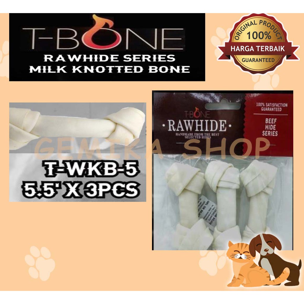 RAWHIDE T BONE MILK KNOT BONE 5.5&quot; - SNACK ANJING