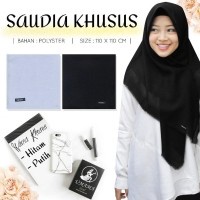 Jilbab Sekolah Segi Empat Rawis Saudia Katun Polos warna Putih Coklat Pramuka Navy Hitam - Hijab Ker