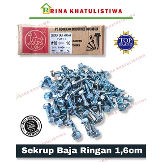 Baut Baja Ringan Moon Lion 10x16 Baut Roofing Drilling Baut Roofing Putih | Roping Putih