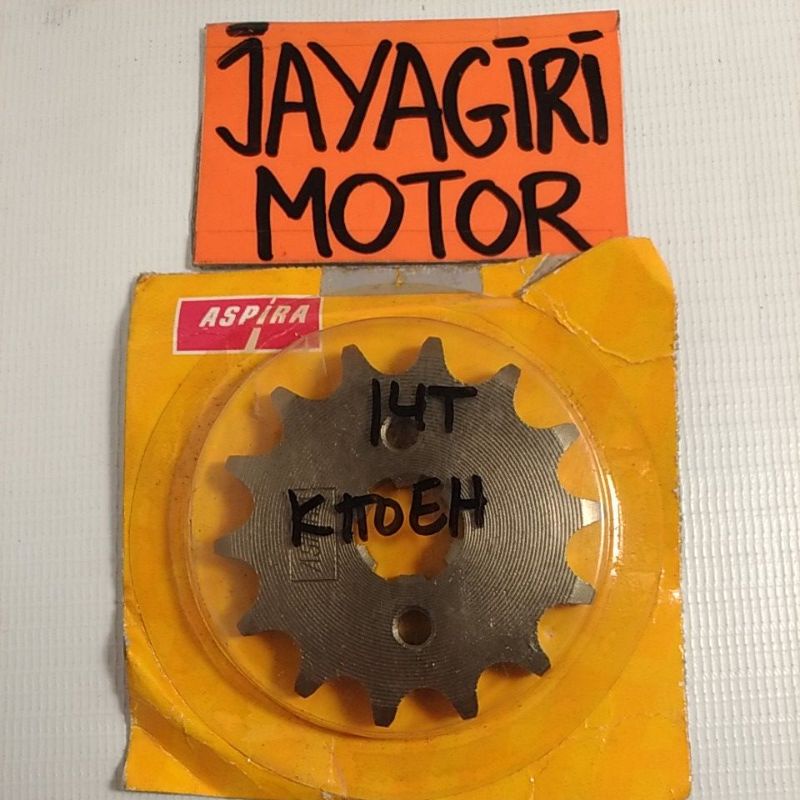 Gear Depan Grand Supra X Fit New Karisma Legenda Win Prima KEV GF6 Blade Revo C100 10T 11T 12T 14T 15T 428 NF Honda Aspira  Gigi Tarik Sunstar Rantai Roda Chain Kit Chainkit Sprocket Gear Set Gearset Gir Girset Belakang Drive Komplit Front Rear Motor XX V-Aspira - 14T